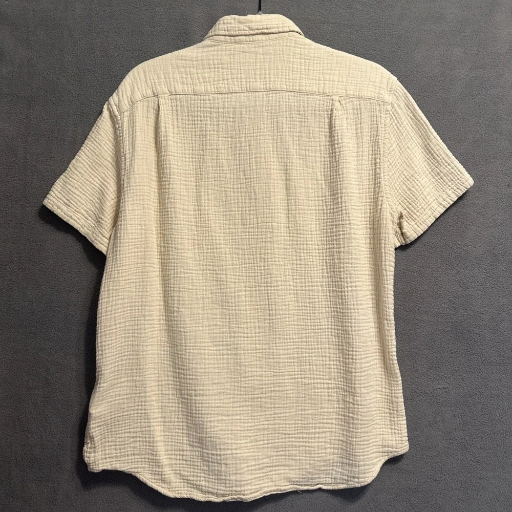 J. Crew Double Gauze Button Down Shirt Mens Size M Cream BR546 S/S Cabana Beach